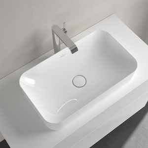 Finion Surface-mounted washbasin, 600 x 350 x 115 mm, White Alpin CeramicPlus, without overflow