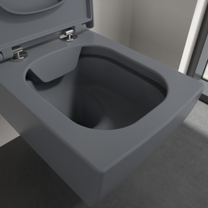 Memento 2.0 Washdown toilet, rimless, wall-mounted, Graphite CeramicPlus