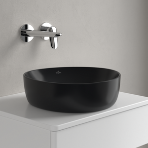 Antao Surface-mounted washbasin, 400 x 395 x 146 mm, Pure Black CeramicPlus, without overflow