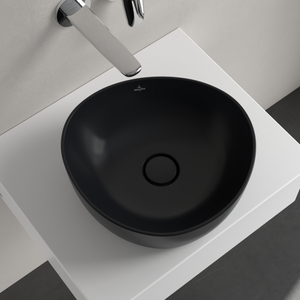 Antao Surface-mounted washbasin, 400 x 395 x 146 mm, Pure Black CeramicPlus, without overflow