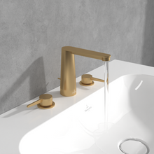 Load image into Gallery viewer, Conum Three-hole basin mixer with draw bar outlet fitting, Brushed Gold
