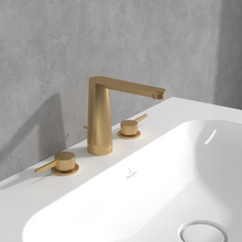 Load image into Gallery viewer, Conum Three-hole basin mixer with draw bar outlet fitting, Brushed Gold
