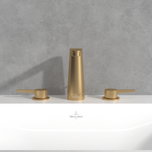 Load image into Gallery viewer, Conum Three-hole basin mixer with draw bar outlet fitting, Brushed Gold
