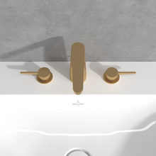 Load image into Gallery viewer, Conum Three-hole basin mixer with draw bar outlet fitting, Brushed Gold
