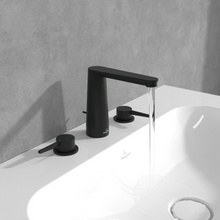 Load image into Gallery viewer, Conum Three-hole basin mixer with draw bar outlet fitting, Matt Black
