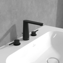 Load image into Gallery viewer, Conum Three-hole basin mixer with draw bar outlet fitting, Matt Black
