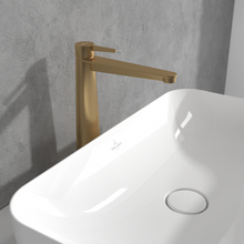 Load image into Gallery viewer, Conum Tall single-lever basin mixer with push-open waste, Brushed Gold
