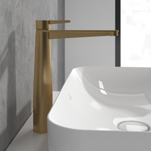 Load image into Gallery viewer, Conum Tall single-lever basin mixer with push-open waste, Brushed Gold
