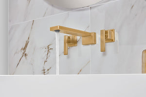 Mettlach Three-hole basin mixer without waste, Brushed Gold