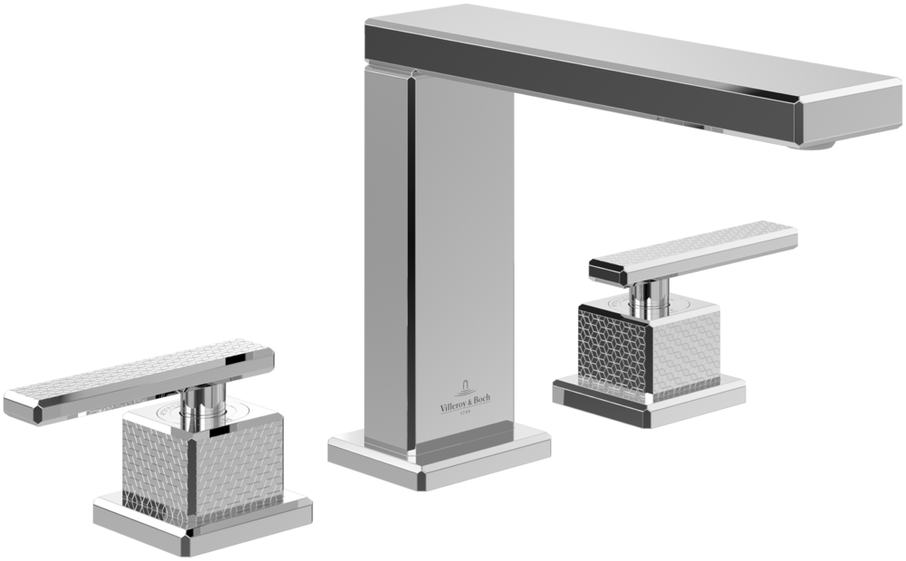 Mettlach Three-hole basin mixer without waste, Chrome