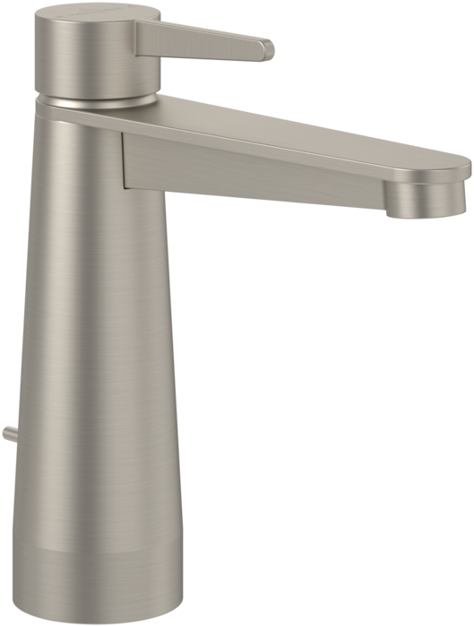 Conum Single-lever basin mixer with draw bar outlet fitting, Brushed Nickel Matt