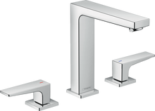 Load image into Gallery viewer, Metropol 3-hole basin mixer 160 with lever handles and push-open waste set

