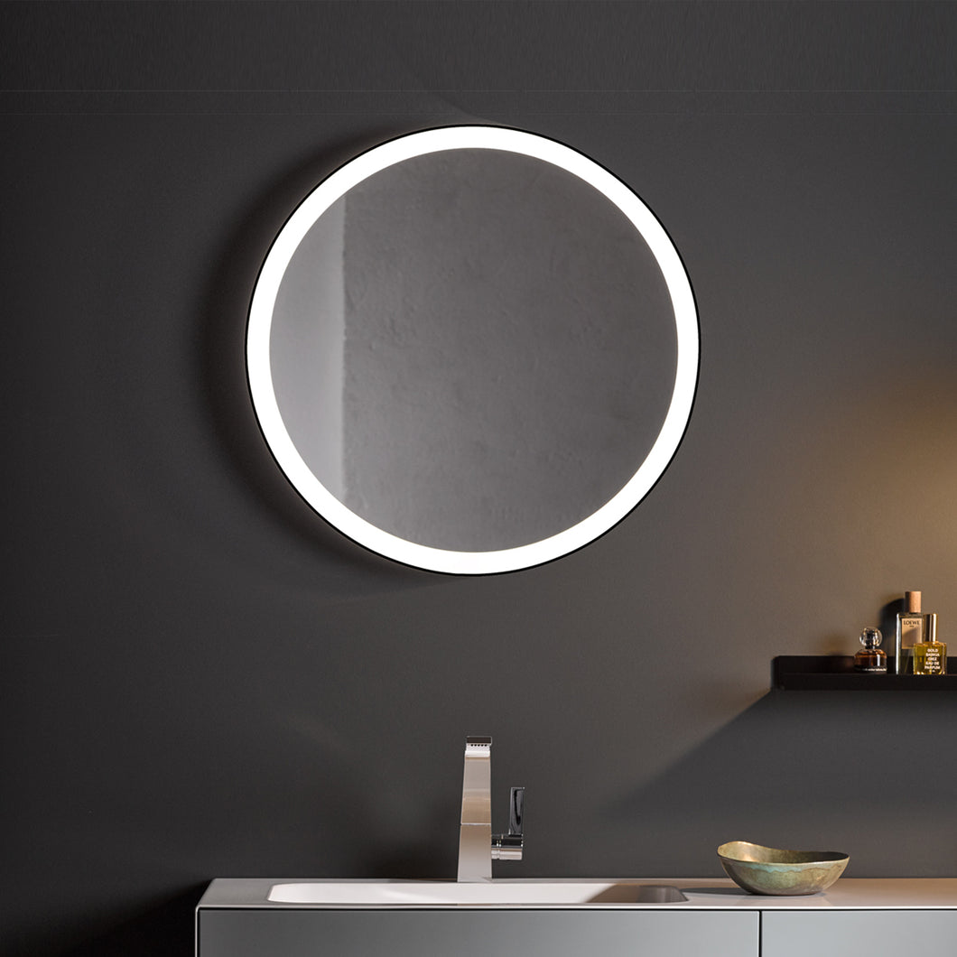 Mirror with LED lighting, Aluminium, Matt black